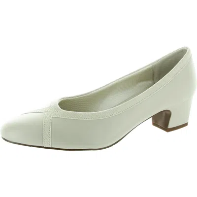 Easy Street Myrtle Womens Cushioned Footbed Faux Leather Block Heels In Beige