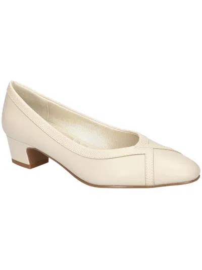 Easy Street Myrtle Womens Faux Leather Comfort Insole Pumps In Bone