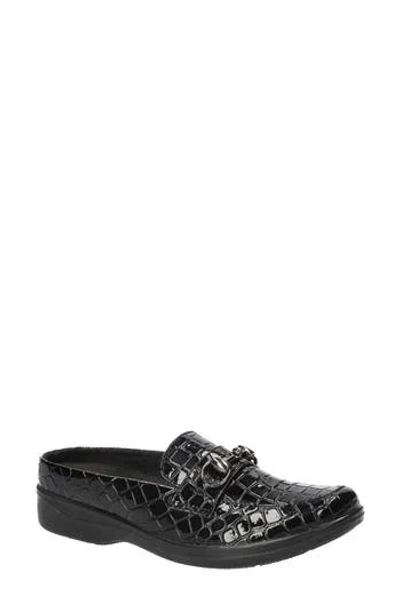 Easy Street Nell Bit Croc Embossed Mule In Black