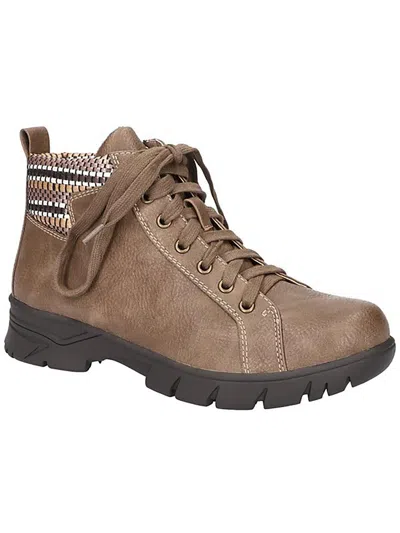 EASY STREET NICO WOMENS FAUX LEATHER WOVEN ANKLE BOOTS