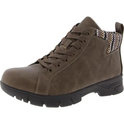 Easy Street Nico Womens Faux Leather Woven Ankle Boots In Grey