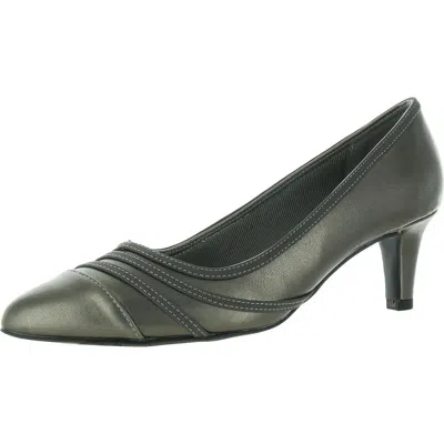 Easy Street Nobel Womens Cushioned Footbed Faux Leather Pumps In Silver