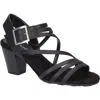Easy Street Orien Womens Strappy Faux Leather Block Heel In Black