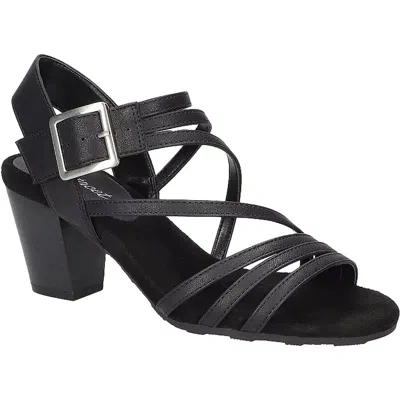 Easy Street Orien Womens Strappy Faux Leather Block Heel In Navy