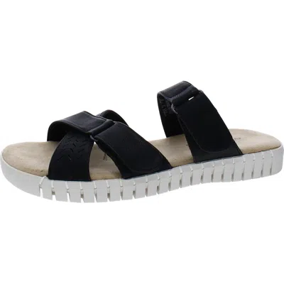 Easy Street Patricia Womens Faux Leather Slip-on Slide Sandals In Black