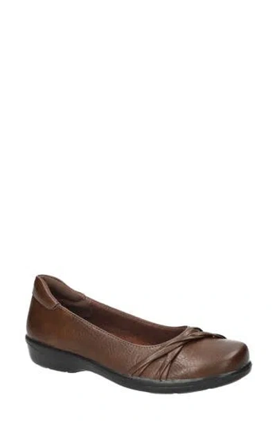 Easy Street Paulie Faux Leather Flat In Brown