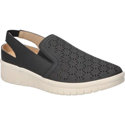 Easy Street Petal Laser Cut Slingback Sneaker In Black