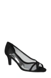 Easy Street Picaboo Peep Toe Pump In Black Suede