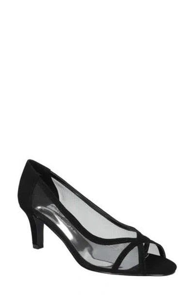 Easy Street Picaboo Peep Toe Pump In Black Suede