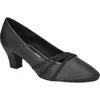 Easy Street Cristiny Womens Strappy Manmade Block Heels In Black Satin