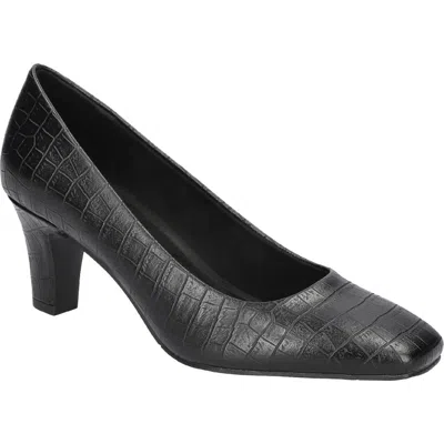 Easy Street Women's Poet Square Toe Pumps In Black Croco