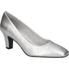 Easy Street Womens Faux Leather Square Toe Pumps In Silver