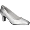 Easy Street Womens Faux Leather Square Toe Pumps In Silver