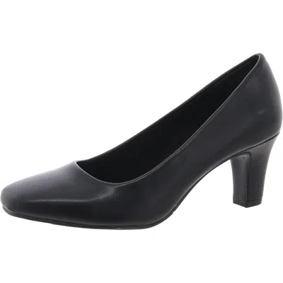 Easy Street Poet Womens Padded Insole Faux Leather Pumps In Black