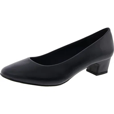 Easy Street Prim Womens Cushioned Footbed Faux Leather Block Heels In Blue