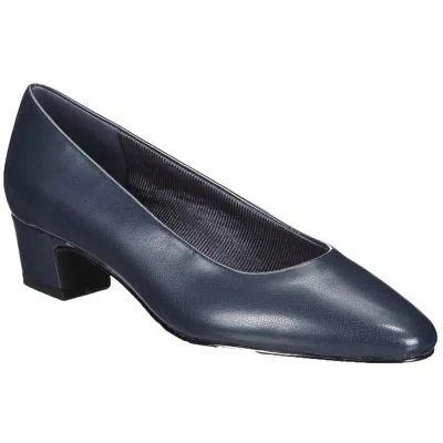 Easy Street Prim Womens Faux Leather Slip On Dress Heels In Blue
