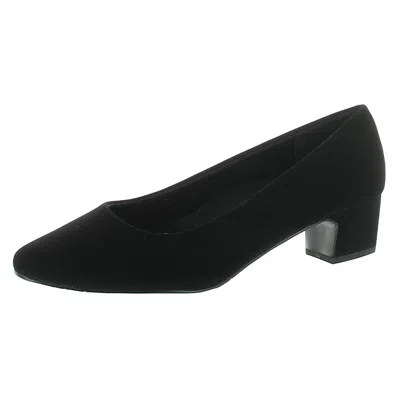 Easy Street Prim Womens Faux Suede Slip On Kitten Heels In Black