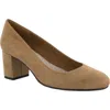 Easy Street Proper Womens Faux Suede Slip On Heels In Beige