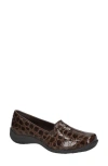 Easy Street Purpose Comfort Flat In Brown Patent Croco