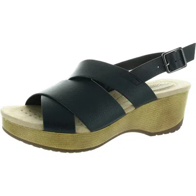 Easy Street Raffey Womens Strappy Man Made Slingback Sandals In Blue