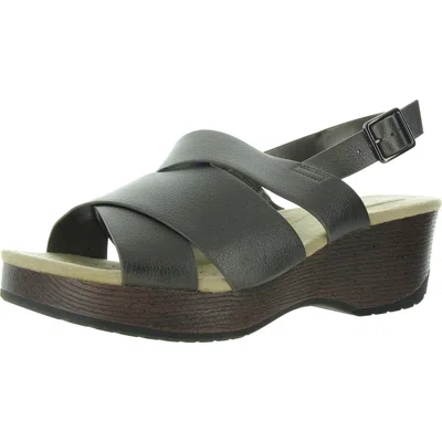 Easy Street Raffey Womens Strappy Man Made Slingback Sandals In Silver