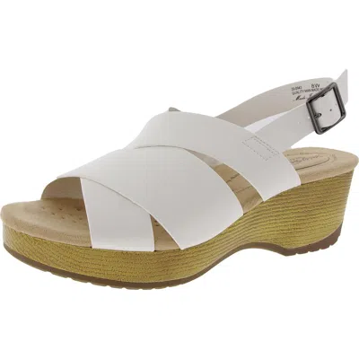 Easy Street Raffey Womens Strappy Man Made Slingback Sandals In White