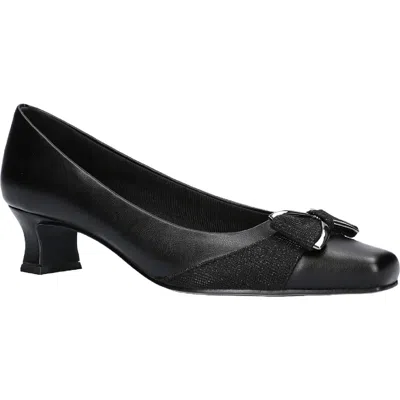 Easy Street Rejoice Womens Faux Leather Slip On Dress Heels In Black