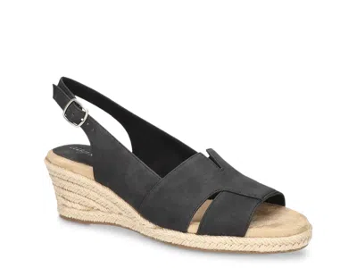 Easy Street Resort Espadrille Wedge Sandal In Black