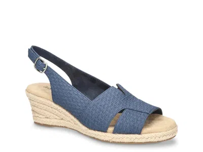 Easy Street Resort Espadrille Wedge Sandal In Blue