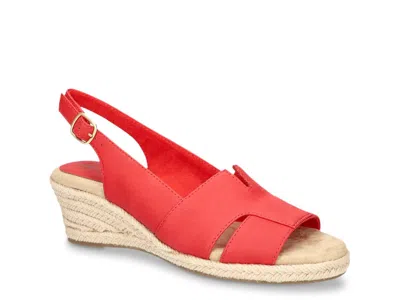 Easy Street Resort Espadrille Wedge Sandal In Red