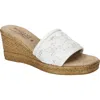 Easy Street Women's Ricci Wedge Heel Sandals In White Raffia Flowers