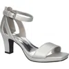 Easy Street Women's Ro Square Toe Heeled Sandals In Silver