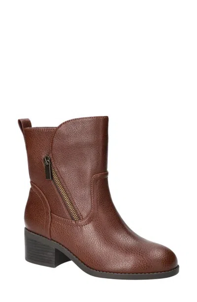 Easy Street Rocky Faux Leather Ankle Boot In Brown