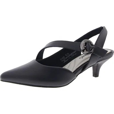 Easy Street Sarita Womens Pointed Toe Ankle Strap Slingback Heels In Navy