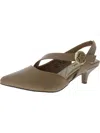 Easy Street Sarita Womens Pointed Toe Ankle Strap Slingback Heels In Brown