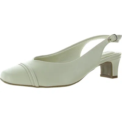 Easy Street Sayo Womens Padded Insole Faux Leather Slingbacks In Beige