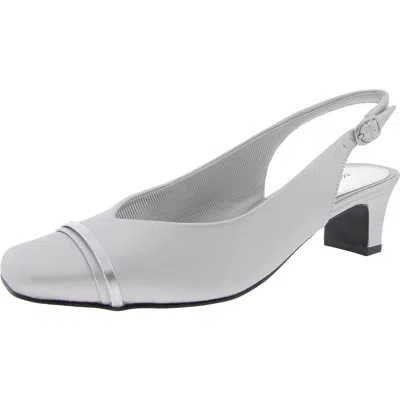 Easy Street Sayo Womens Padded Insole Faux Leather Slingbacks In Silver