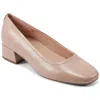 Easy Street Sejain Womens Padded Insole Leather Block Heels In Brown