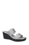 Easy Street Selva Platform Wedge Slide Sandal In Silver
