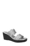 Easy Street Selva Platform Wedge Slide Sandal In Silver