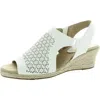 Easy Street Serena Womens Laser Cut Man Made Wedge Heels In White