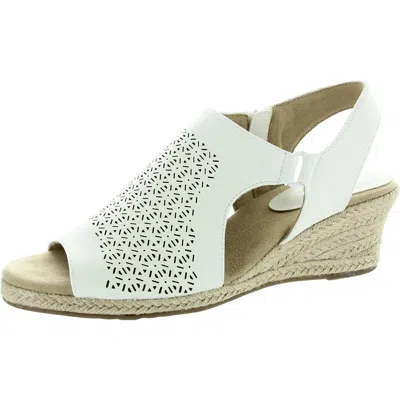 Easy Street Serena Womens Laser Cut Man Made Wedge Heels In White
