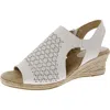 Easy Street Serena Womens Open Toe Side Zipper Ankle Strap In White