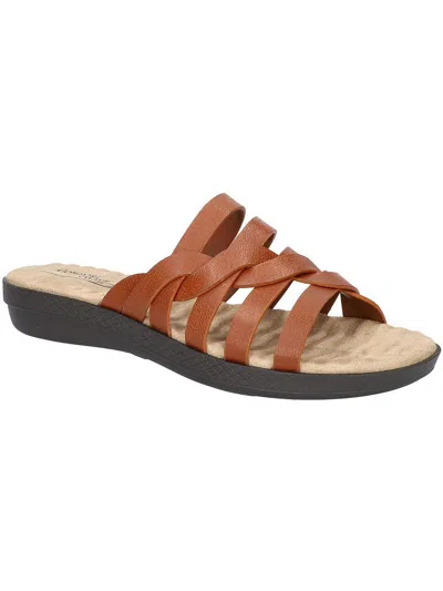Easy Street Sheri Womens Comfort Insole Open Toe Slide Sandals In Brown