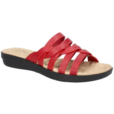 Easy Street Sheri Womens Faux Leather Slip On Slide Sandals In Red