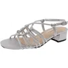 Easy Street Sicilia Womens Strappy Faux Leather Slingback Sandals In Silver