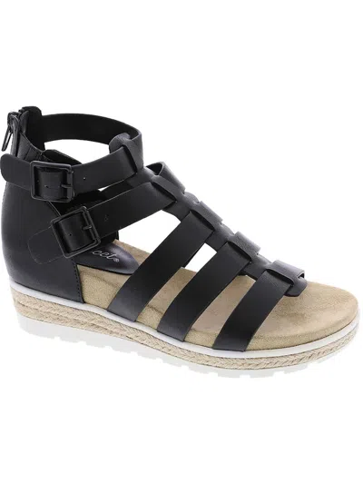 Easy Street Simone Womens Faux Leather Gladiator Sandals In Black