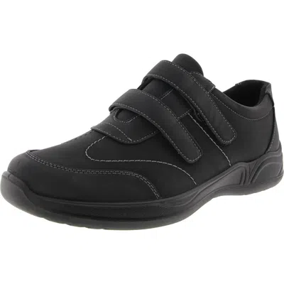 Easy Street Sindy Womens Adjustable Faux Leather Casual And Fashion Sneakers In Black