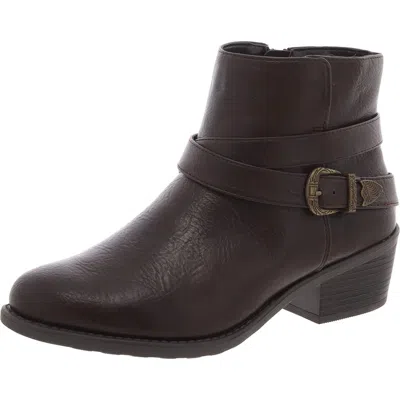 Easy Street Skyler Womens Zipper Faux Leather Booties In Brown