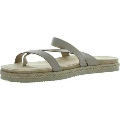 Easy Street Song Womens Strappy Faux Leather Slide Sandals In White